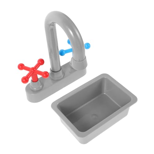 FRCOLOR Realistisches Mini Küchenspüle Spielset mit Wasserhahn Leicht Montierbarer Waschbecken Nachbildung für Langlebiges Rollenspiel Zubehör Kreativität und Motorik von FRCOLOR
