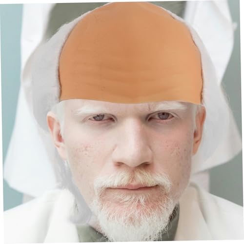 FRCOLOR Realistisches Weißes Glatzen Haarnetz für Männer Lustige Perücke mit Synthetischen Fasern Bequemer Sitz für Halloween Kostüme Cosplay Kinderaufführungen und Partyspaß von FRCOLOR