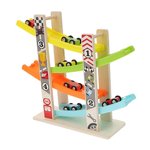 FRCOLOR Rennbahn mit Autos Farbenfrohe Auto Rutsche für Kleinkinder Fördert Kreativität Hand Auge Koordination und Spielerisches Lernen von FRCOLOR