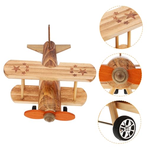 FRCOLOR Retro Holzflugzeug Modell Vintage Deko Flugzeug aus Holz für Schreibtisch und als für Sammler und von Retro Dekorationen von FRCOLOR