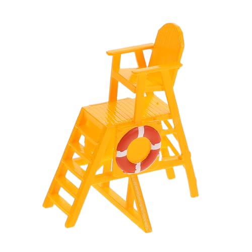FRCOLOR Rettungsstuhl Gelb Detailgetreuer Poolbeobachtungsstuhl Wetterfeste Miniatur Schwimmbadmöbel für Puppenhäuser Kreatives Spiel Vielseitige Deko für Strand und Gartenlandschaften von FRCOLOR