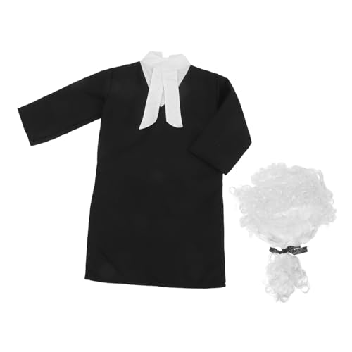 FRCOLOR Richter Kostüm Halloween Anzug mit Robe und Perücke für Jungen und Mädchen Gerichtsspiel Verkleidung für Kindergarten Schulaufführungen Waschbar Wiederverwendbar von FRCOLOR