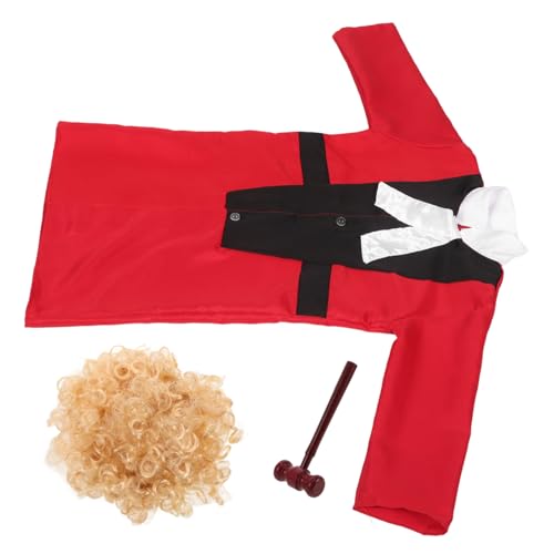 FRCOLOR Richterkostüm mit Perücke und Richterhammer Karneval Kostüm für Rollenspiel Bühnenauftritt und Berufserfahrung Halloween Gerichtskostüm für Jungen und Mädchen von FRCOLOR