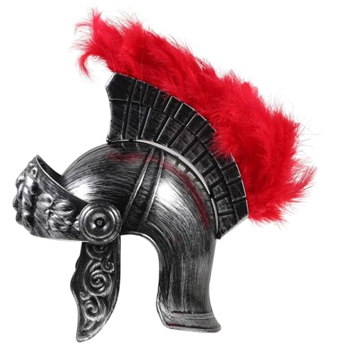 FRCOLOR Römischer Soldatenhelm mit Roter Feder Cosplay Kopfbedeckung für Halloween Karneval und Kostümpartys Leicht Tragbar und Strapazierfähig Requisite für Kostüme von FRCOLOR