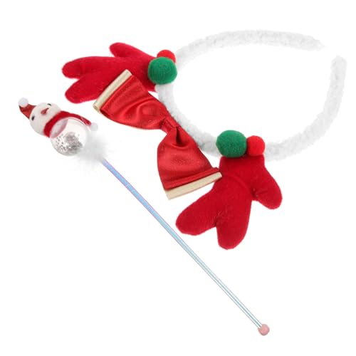 FRCOLOR Rotes Weiches Rentier Geweih Haarreif mit Plüsch und Zauberstab Leichter Weihnachts Haarschmuck für Damen Weihnachtliche Party Foto Requisiten und Festliche Kostümaccessoires von FRCOLOR