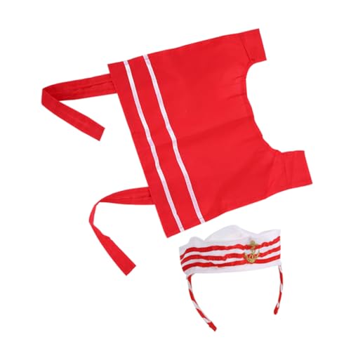 FRCOLOR Sailor Kostüm Teilig mit Kapitän Mütze Haarreif und Passendem Shawl für Halloween Cosplay Party Zubehör von FRCOLOR