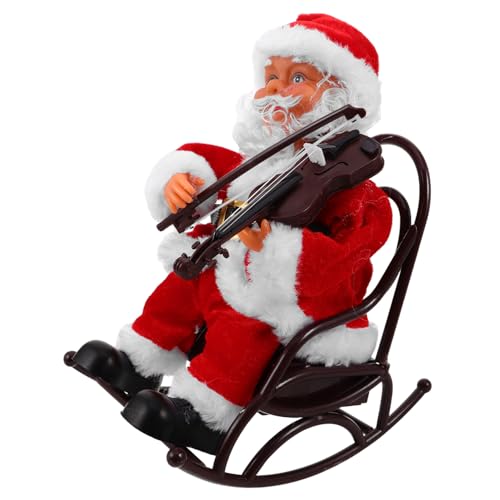 FRCOLOR Santa Claus Figurine Elektrisch mit Musik Sitzender Weihnachtsmann im Schaukelrollstuhl Kreatives Xmas Ornament für Festliche Dekoration Interaktives für Weihnachtsfeier von FRCOLOR