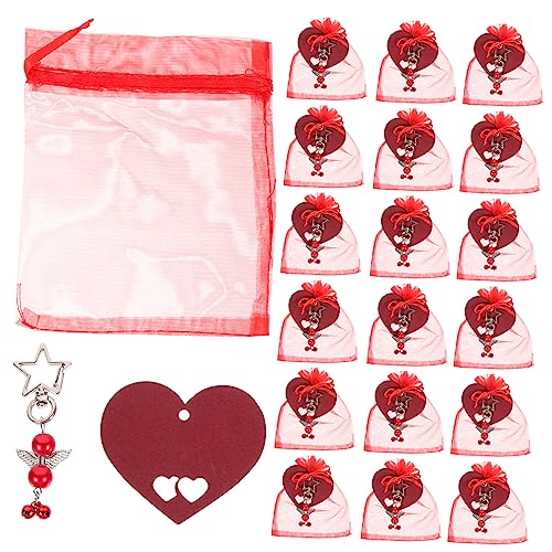 FRCOLOR Schlüsselanhänger Set Teilig mit Roten Stern Engel Anhängern Glocken Geschenkbeuteln und Herz Tags Langlebig Hautfreundlich für Weihnachtsfeier Hochzeit Geburtstag Shower von FRCOLOR
