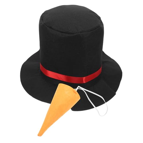 FRCOLOR Schneemann-Hut weihnachtskostüme für schneemänner Kostümzubehör für Feiertage Weihnachtsschneemannmütze Weihnachts-Schneemann-Kostüm Hut Frauen Kappe und Nase Hüte Stoff Schwarz von FRCOLOR