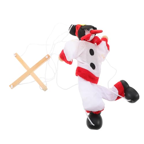 FRCOLOR Schneemann Marionette aus Stoff Kreatives Weihnachts Puppenspielzeug für Interaktives mit Zugmechanismus Deko für Weihnachten und Partys von FRCOLOR
