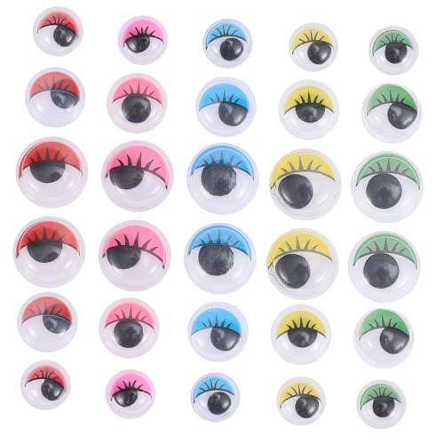FRCOLOR Selbstklebende Augenaufkleber Bunte Bewegliche Tieraugen für DIY Puppen und Bastelbedarf Kunststoff Eyeball Patches mit Wimpern Vielseitig für Handwerk und Dekoration von FRCOLOR