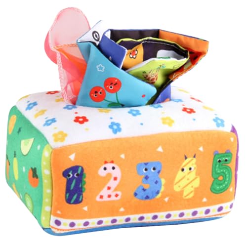 FRCOLOR Sensorisches Babyspielzeug Stofftaschentücherbox Strapazierfähig Robust Fördert Motorische Fähigkeiten Kleinkinder Lernspielzeug Vorschule von FRCOLOR