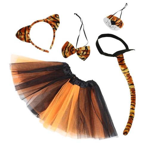 FRCOLOR Set Tigerkostüm Kleinkind Stirnband Tiger Tutu Kostüm Plüsch Tierohren Tigerkostüm Tigerkostüm Für Mädchen Tigerschwanzkostüm Kostüm Für Tigerrock Stoff von FRCOLOR