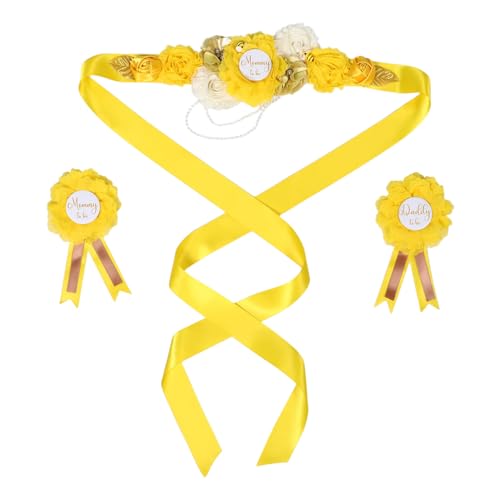 FRCOLOR Shower Schärpe Set Gelb Maternity Blumen Gürtel Corsage für Schwangere Daddy Badge Shower Foto Requisiten Vielseitiges Accessoire für Schwangerschaftsfeiern und Fotoshootings FRCOLOR Shower Schärpe Set Gelb Maternity Blumen Gürtel Corsage für Schwangere Daddy Badge Shower Foto Requisiten Vielseitiges Accessoire für Schwangerschaftsfeiern und Fotoshootings von FRCOLOR