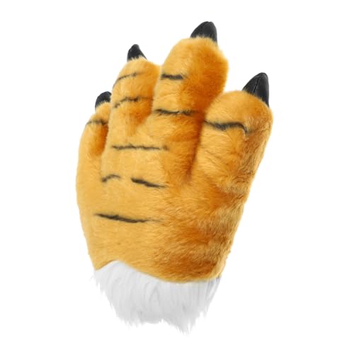 FRCOLOR Simulation Tierpfoten Handschuh Plüschspielzeug Kreatives Kinderkostüm Zubehör Braun Tiger Cartoon Tierform für Rollenspiele und Lernen von FRCOLOR