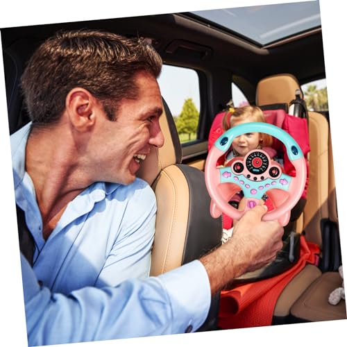 FRCOLOR Simuliertes Lenkradspielzeug für Licht Musik und Hupe Drehbares Kunststoff Lenkrad mit Basis und Schlüssel Pädagogisches Fahr Erlebnis für Kleinkinder Pinkes Auto von FRCOLOR
