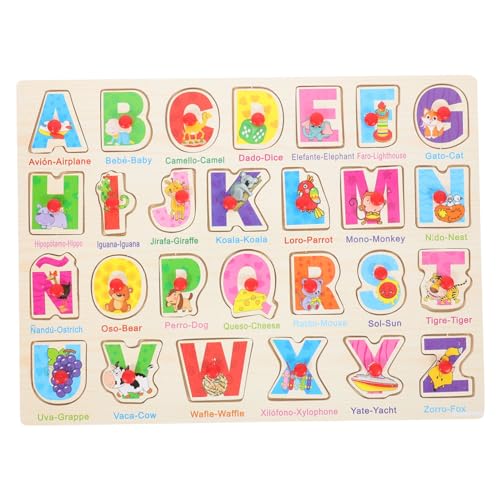FRCOLOR Spanisch Lernpuzzle aus Holz Bunte Kleine Steckpuzzle für Kleinkinder Pädagogisches zur Hand Auge Koordination der Wahrnehmung und Denkfähigkeit von FRCOLOR