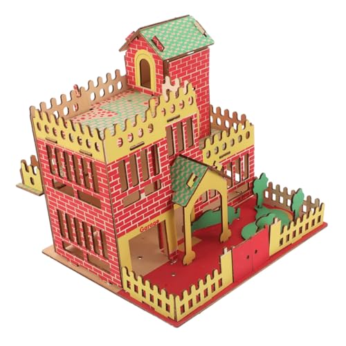 FRCOLOR Sperrholz Miniatur Holzpuzzle Präzisionsgeschnittenes DIY Modellhaus Bausatz Kinderfreundliches Lernspielzeug für Handgeschicklichkeit und Logisches Denken Stabiles Holz für von FRCOLOR