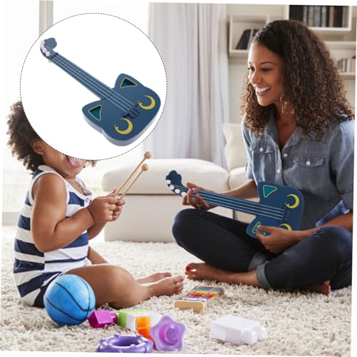 FRCOLOR Spielbares Ukulele Katze Kunststoff Lernspielzeug Kreatives Design Robustes Kinderinstrument für Musikalische Früherziehung in Blau von FRCOLOR