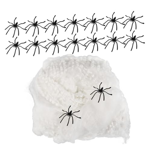 FRCOLOR Spinnennetz-Dekoration Hallooween Spider Web Halloween gefälschte Spinnen Kleine Spinnen Simulation Spinnennetz Spinnendekoration Baumwolle Weiß von FRCOLOR