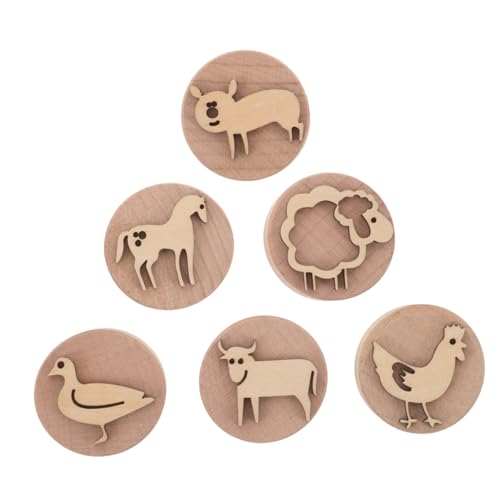 FRCOLOR Stempel Aus Farbigem Ton Tierstempel Tierstempel Kinderstempel Bastelbedarf Für Stempelset Tonbasteln Für Tonmodelliermuster Stempel Khaki Holz von FRCOLOR