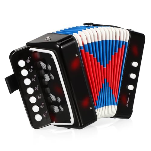 FRCOLOR Tasten Hand Akkordeon Mini Musikspielzeug für Anfänger Tragbares Frühpädagogisches Instrument Rhythmus und Musikalischem Interesse für Kleinkinder von FRCOLOR