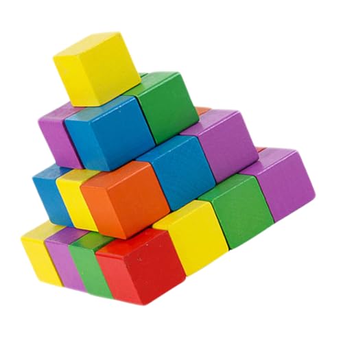 FRCOLOR Teiliges Bunte Holzbausteine Quadratisch Langlebige Fein Polierte Holzwürfel für Kreative DIY bastelprojekte Sicher für Geometrische Lernbausteine im Klassenzimmer von FRCOLOR