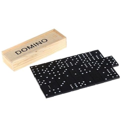 FRCOLOR Teiliges Domino Set aus Geruchlosem Holz Robustes Wooden Domino Spiel für Praktischem Aufbewahrungsbehälter Fördert und Logisches von FRCOLOR
