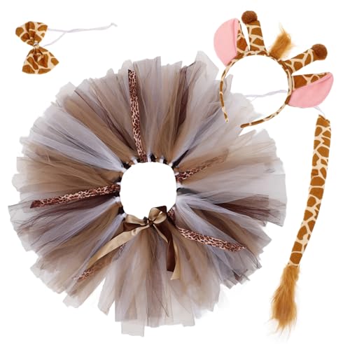 FRCOLOR Teiliges Giraffen Kostüm mit Plüschohren Haarreif und Rock Süßes Tierkostüm für Mädchen für Geburtstagsfeiern Karneval Halloween und Kostümpartys von FRCOLOR