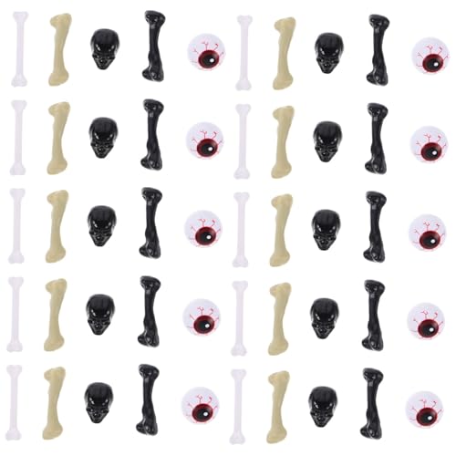 FRCOLOR Teiliges Halloween Deko Realistischen Hohlaugen Skelettknochen Schädeln Leichte Spukrequisiten für Party Tischdeko und Gruselige Halloween-atmosphäre von FRCOLOR