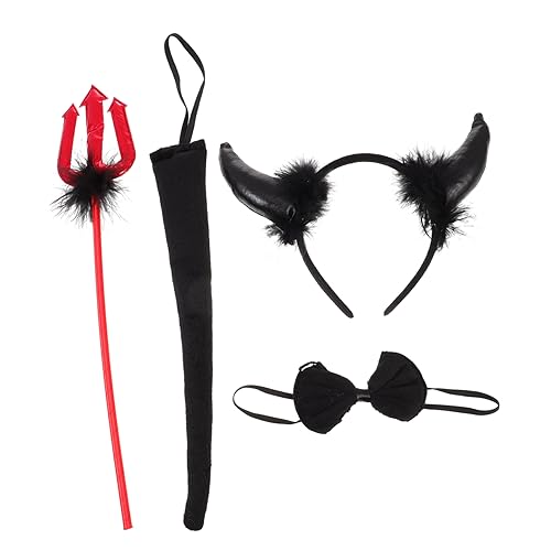 FRCOLOR Teiliges Halloween Teufel Kostüm mit Teufelshörner Haarreif Teufelsschwanz Schwarzer Fliege und Party Zubehör Komfortabel Detailreich für Halloween Party und Cosplay FRCOLOR Teiliges Halloween Teufel Kostüm mit Teufelshörner Haarreif Teufelsschwanz Schwarzer Fliege und Party Zubehör Komfortabel Detailreich für Halloween Party und Cosplay von FRCOLOR
