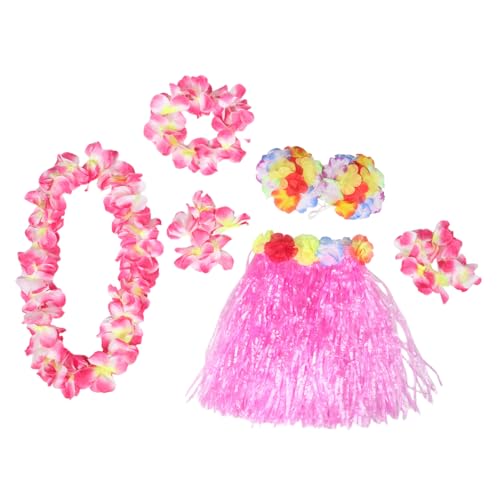FRCOLOR Teiliges Hawaiisches Kinderkostüm Set Doppelter Atmungsaktiver Grasrock Mit Top Blumenarmband Und Blumengirlande Für Luau Party Strandfest Und Tanzveranstaltungen von FRCOLOR