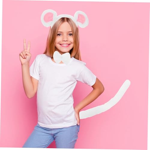 FRCOLOR Weiße Mausohren Stirnband Für Frauen Erwachsene Flauschiges Mausohren Haarband Mauskostüm Zubehör Halloween Cosplay von FRCOLOR