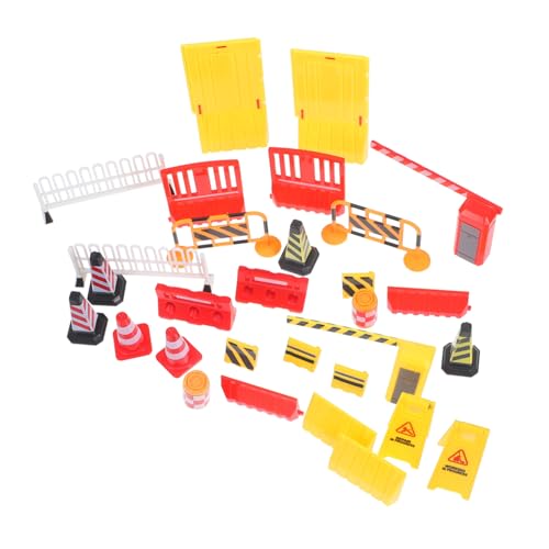 FRCOLOR Teiliges Miniatur Verkehrszeichen Spielzeugset aus Robustem Realistische Simulation von Straßensperren und Absperrungen für Kinderspiel und Modellbau Fördert Kreatives Lernen und von FRCOLOR