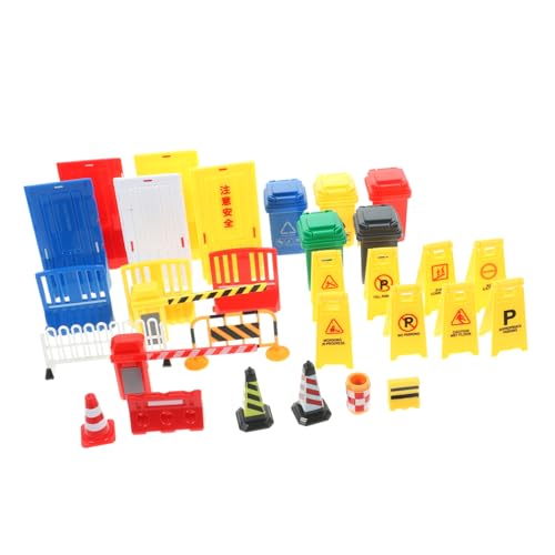 FRCOLOR Teiliges Verkehrsbarrieren Set Bunte Miniatur Straßenabsperrung Pädagogisches Verkehrsschild für Verkehrssicherheit und Kreativem Lernen von FRCOLOR