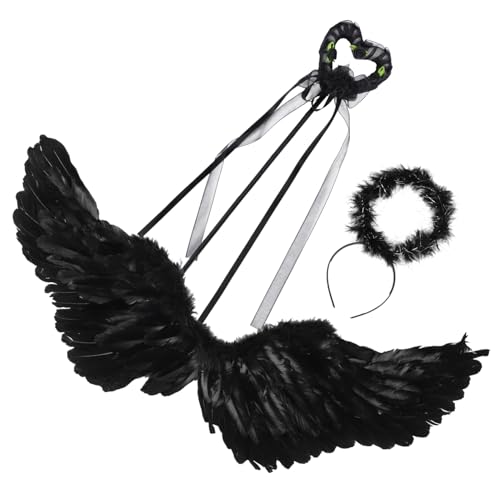 FRCOLOR Teufel Cosplay Kostüm mit Schwarzem Umhang und Schwarzen Federn Flügeln Leichtes Bühnenkostüm für Halloween Karneval und Festlichkeiten Mittlere Angenehm und Strapazierfähig FRCOLOR Teufel Cosplay Kostüm mit Schwarzem Umhang und Schwarzen Federn Flügeln Leichtes Bühnenkostüm für Halloween Karneval und Festlichkeiten Mittlere Angenehm und Strapazierfähig von FRCOLOR