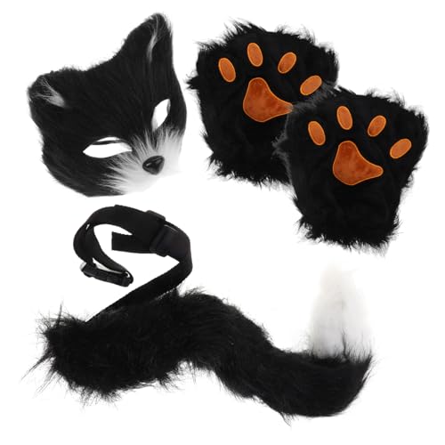 FRCOLOR Tierhalbmaske Katzen und Wolfsmotiv für Halloween Furry Fox Maske Set mit Plüschhandschuhen für Kostümpartys und Maskeraden Elastisch und Bequem FRCOLOR Tierhalbmaske Katzen und Wolfsmotiv für Halloween Furry Fox Maske Set mit Plüschhandschuhen für Kostümpartys und Maskeraden Elastisch und Bequem von FRCOLOR
