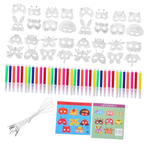 FRCOLOR Tiermasken zum Bemalen Teiliges Bastelset aus Ungiftigem Papier mit Stiften Wiederverwendbare DIY Masken für Mädchen zum Ausmalen Kreativset für Karneval Kostümparty und von FRCOLOR