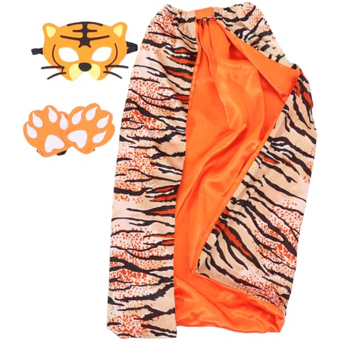 FRCOLOR Tiger Kostüm Teilig mit Cape Handschuhen und Maske Weiches Stofftierkostüm für Tier und Mottopartys Karneval Bühne und Fasching Bequeme Tier Verkleidung von FRCOLOR