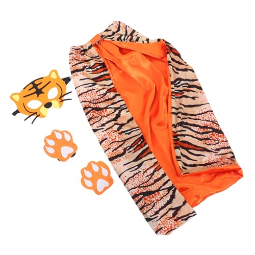 FRCOLOR Tiger Kostüm Teilig mit Cape Maske und Handschuhen Niedliche Tierkostüm Accessoires für Fasching Party Cosplay und Bühnenauftritte Verkleidung für Jungen und Mädchen von FRCOLOR