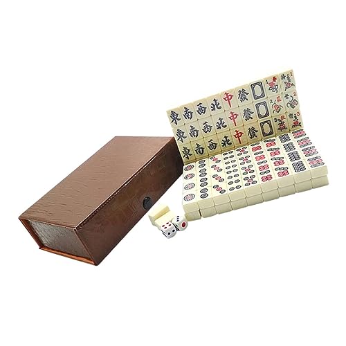 FRCOLOR Tragbares Chinesisches Mahjong Spielset Robustes Langlebiges Familienspiel für Reisen und Partys Kompaktes Mini Mahjong für Unterwegs Camping und Gesellige Runden von FRCOLOR