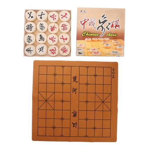 FRCOLOR Tragbares Chinesisches Schachspiel aus Holz mit Faltbarem Brett und Hochwertigen Schachfiguren Kompaktes Reiseset für Erwachsene zur Strategischen Denkens von FRCOLOR