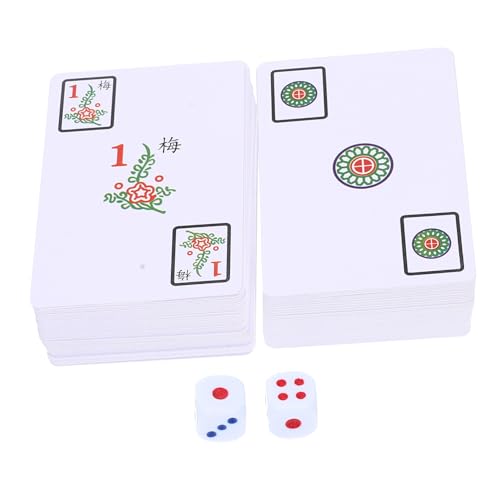 FRCOLOR Tragbares Mahjong Kartenspiel mit Würfeln wasserdichte Chinesische Mahjong Karten aus Kunststoff Leichtes Reise spielkartenset für Party und Freizeitspaß FRCOLOR Tragbares Mahjong Kartenspiel mit Würfeln wasserdichte Chinesische Mahjong Karten aus Kunststoff Leichtes Reise spielkartenset für Party und Freizeitspaß von FRCOLOR