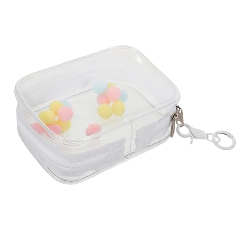 FRCOLOR Transparente Dicke Doll Organizer Tasche mit Doppelreißverschluss und Schlüsselanhänger Tragbare Aufbewahrung für Plüschfiguren Sammlerstücke und Kleine Spielzeuge von FRCOLOR