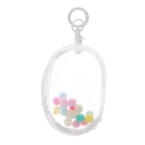 FRCOLOR Transparente Mini Puppentasche mit Schlüsselanhänger Rundes PVC Display Etui mit Doppelreißverschluss für Sammler Tragbare Aufbewahrungstasche für Puppen und Mini Figuren Hohe von FRCOLOR