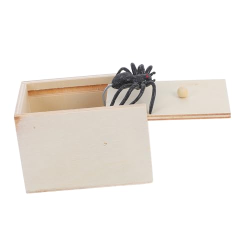 FRCOLOR Trickspielzeug Holzbox mit Realistischer Spinne Scherzartikel für Halloween Aprilscherz Spaß Dekoration Überraschungseffekt für Freunde und Partys von FRCOLOR