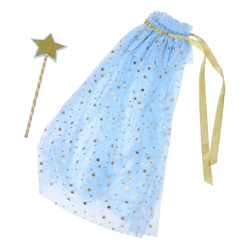 FRCOLOR Tüll Cape kinderkleidung prinzessinnen umhang Kinderparty Dekoration Karnevalsumhang Umhang verkleiden Verkleide dich als Rollenspiel Umhang Gittergewebe Sky-blue von FRCOLOR