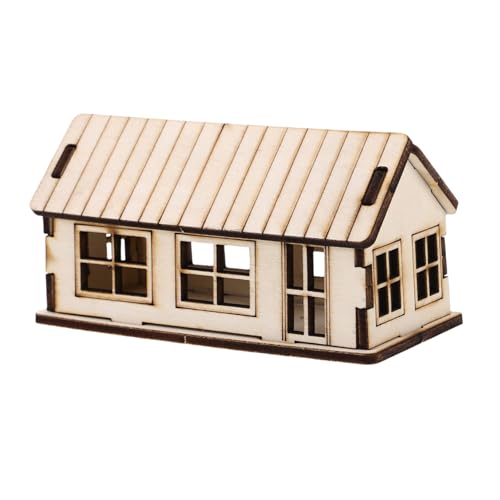 FRCOLOR Unfertiges Holzmodell Bausatz Miniaturhaus Puzzle Kit Präzise Geschnitten Pädagogisches Bastelspielzeug für Partydekoration Realistische Miniaturszene Holzbau Handwerk von FRCOLOR