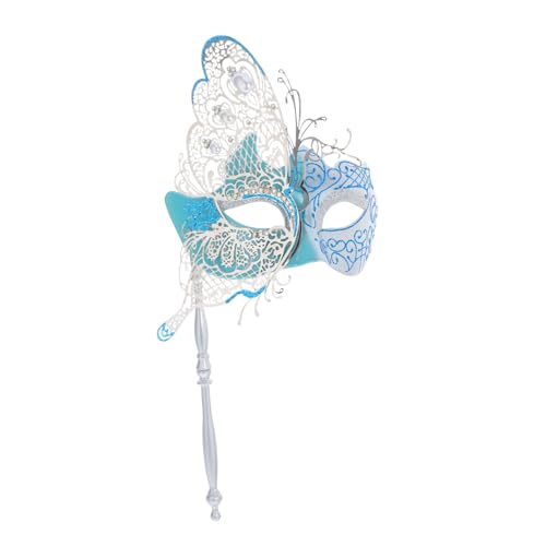 FRCOLOR Venetian Butterfly aus Metall mit Stab Leichte Langlebige Damenmaske für Halloween Karneval Mardi Gras Ball und Festliche Abendveranstaltungen von FRCOLOR