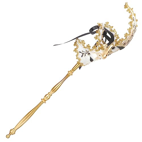 FRCOLOR Venezianische Halbgesichtsmaske für Damen und Herren Party Masquerade mit Stab Stilvolle Kostümmaske für Karneval Halloween Abschlussball und Cosplay Events FRCOLOR Venezianische Halbgesichtsmaske für Damen und Herren Party Masquerade mit Stab Stilvolle Kostümmaske für Karneval Halloween Abschlussball und Cosplay Events von FRCOLOR
